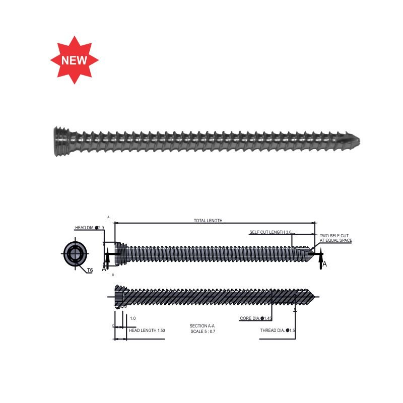 1.5mm Locking Head Screw- Self Tapping- Star drive- Titanium