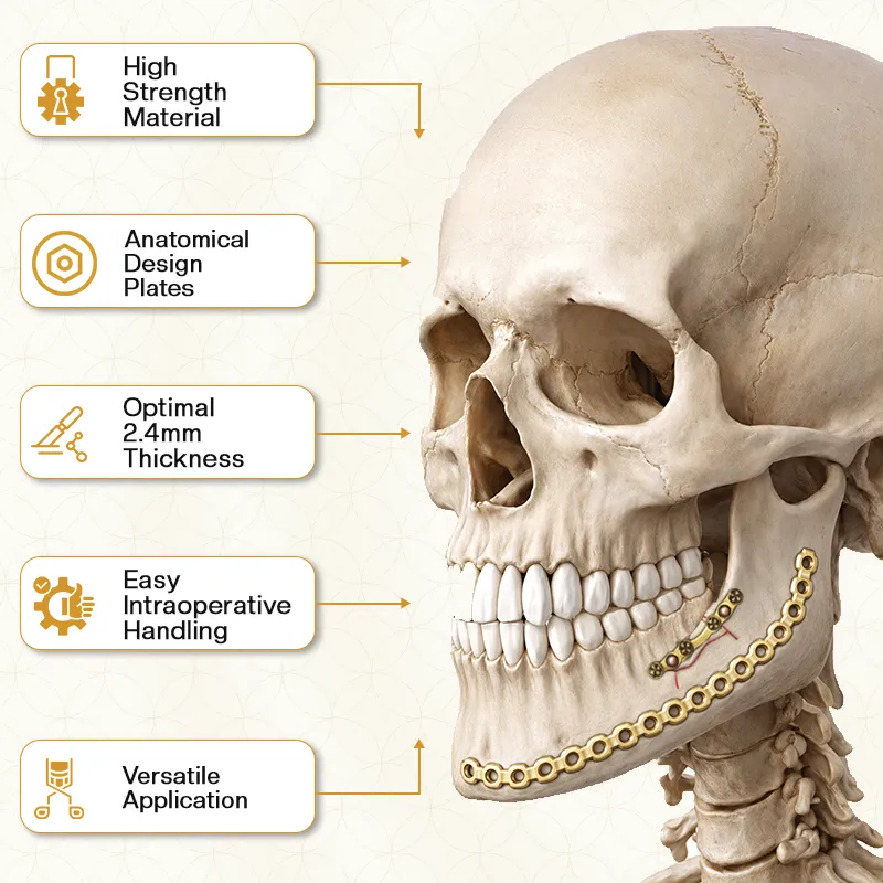 Key Features of CMF Locking Mandibular Reconstruction 2.4mm Plates and screws