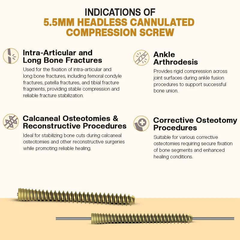 Key Indications of 5.5mm Cannulated Compression Headless Screws